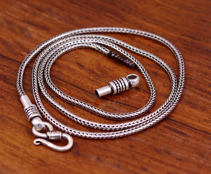 Necklaces 18 to 24 2mm 925 sterling silver vintage style wheat chain necklace screw chain pendant chain for pendant customized necklace jewelry ch70 TRIBAL ORNAMENTS