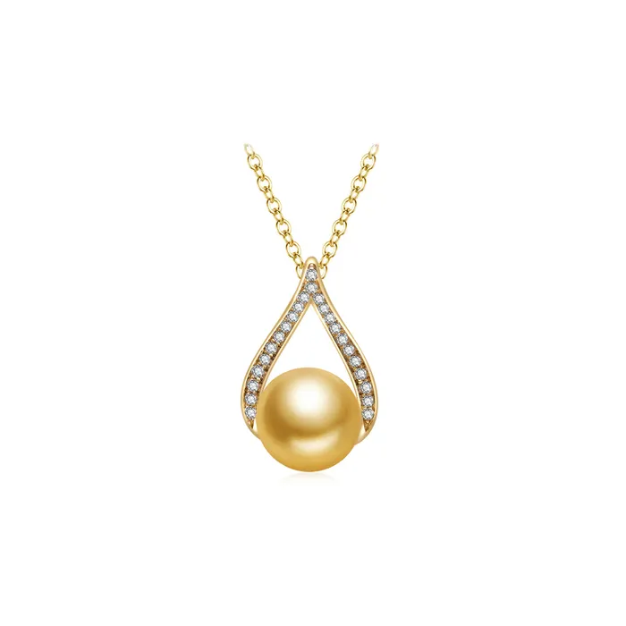Necklaces 18K Solid Gold South Sea Golden Pearl Necklace KN00191 Pearly Lustre Necklaces 18K Solid Gold South Sea Golden Pearl Necklace KN00191 Pearly Lustre