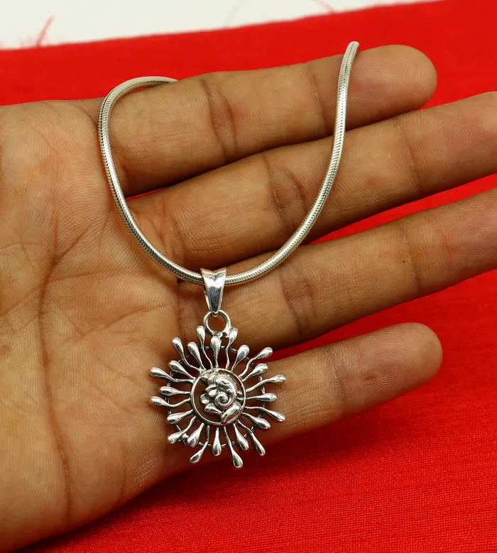 Necklaces 925 sterling silver handmade idol Ganesha floral pendant amazing stylish unisex pendant locket personalized jewelry tribal jewelry ssp476 TRIBAL ORNAMENTS
