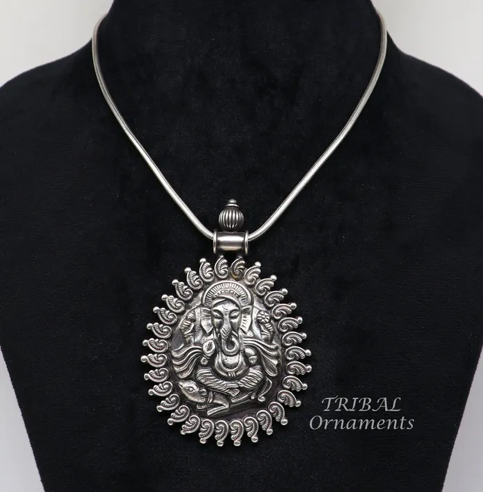 Necklaces 925 sterling silver handmade vintage design amazing lord Ganesha pendant best brides ethnic tribal belly dance jewelry india nsp516 TRIBAL ORNAMENTS Necklaces 925 sterling silver handmade vintage design amazing lord Ganesha pendant best brides ethnic tribal belly dance jewelry india nsp516 TRIBAL ORNAMENTS