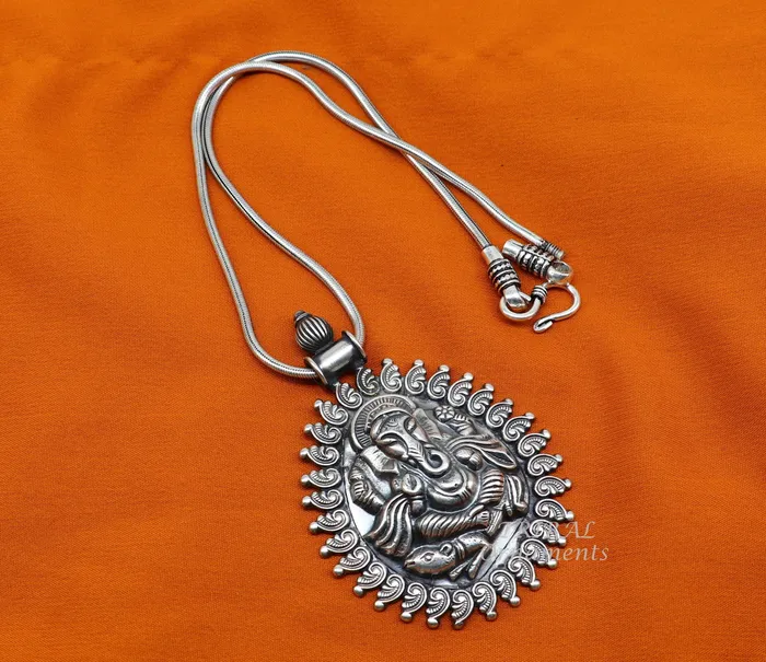 Necklaces 925 sterling silver handmade vintage design amazing lord Ganesha pendant best brides ethnic tribal belly dance jewelry india nsp516 TRIBAL ORNAMENTS