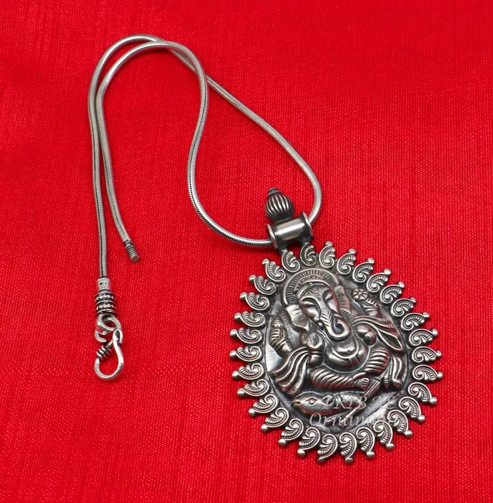 Necklaces 925 sterling silver handmade vintage design amazing lord Ganesha pendant best brides ethnic tribal belly dance jewelry india nsp516 TRIBAL ORNAMENTS
