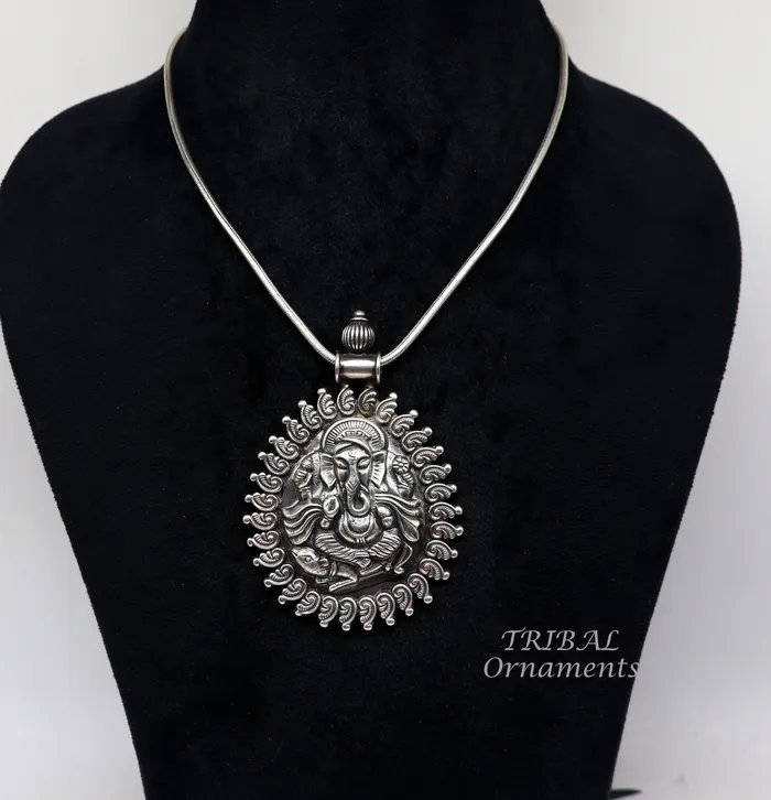 Necklaces 925 sterling silver handmade vintage design amazing lord Ganesha pendant best brides ethnic tribal belly dance jewelry india nsp516 TRIBAL ORNAMENTS