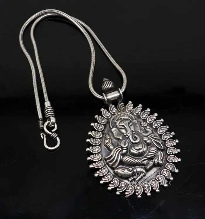 Necklaces 925 sterling silver handmade vintage design amazing lord Ganesha pendant best brides ethnic tribal belly dance jewelry india nsp516 TRIBAL ORNAMENTS