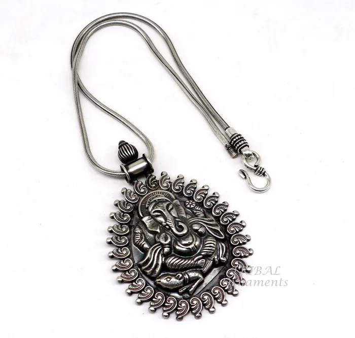 Necklaces 925 sterling silver handmade vintage design amazing lord Ganesha pendant best brides ethnic tribal belly dance jewelry india nsp516 TRIBAL ORNAMENTS