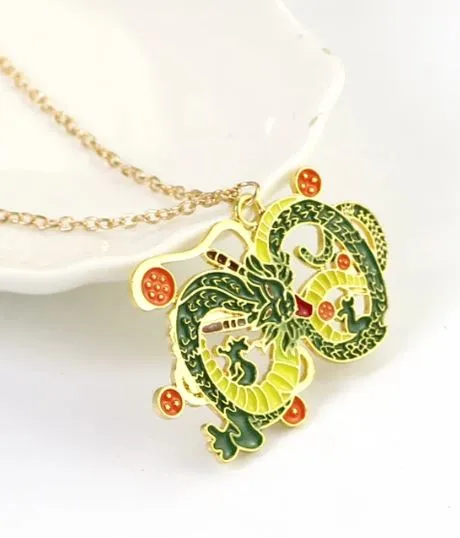 Necklaces alice AZ766 Gold Green Cartoon Dragon Necklace with FREE EARRINGS