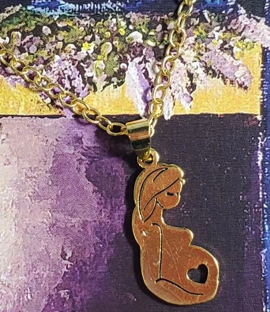 Necklaces alice N1636 Gold Expecting Mother Necklace with FREE EARRINGS