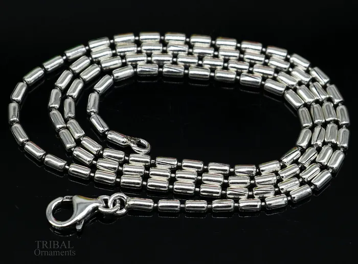 Necklaces All size 925 sterling silver handmade customized fancy stylish silver beaded chain necklace baht chain best gifting jewelry from India ch149 TRIBAL ORNAMENTS
