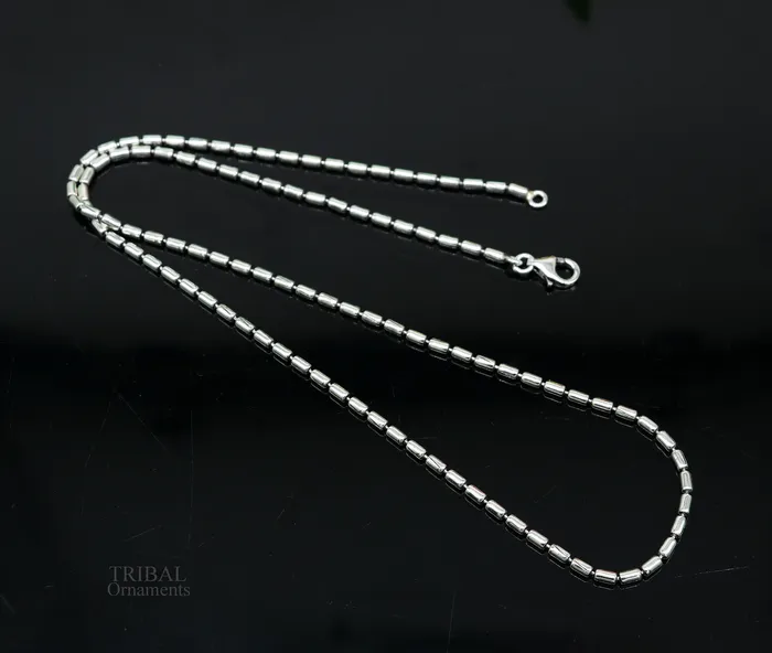Necklaces All size 925 sterling silver handmade customized fancy stylish silver beaded chain necklace baht chain best gifting jewelry from India ch149 TRIBAL ORNAMENTS