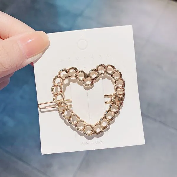 Necklaces H676 Gold Chain Link Heart Hair Clip 01