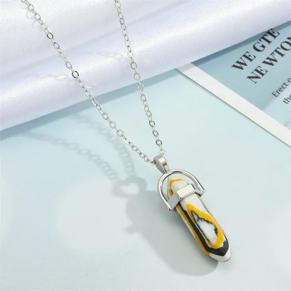 Necklaces N1984 Silver Black Yellow White Imitation Stone Necklace with FREE Earrings 01 Necklaces N1984 Silver Black Yellow White Imitation Stone Necklace with FREE Earrings 01