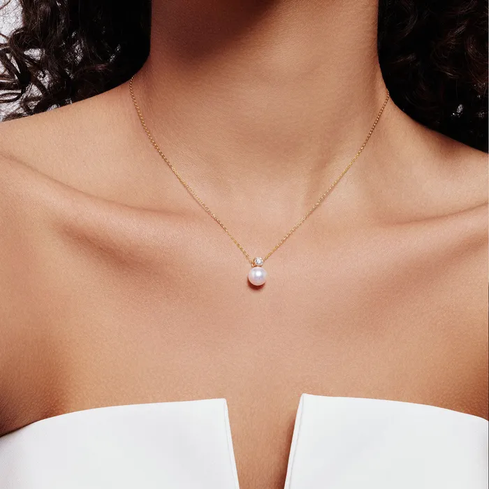 Necklaces Pearly Lustre Top Lustre 18K Solid Gold Edison Pearl Necklace KN00262