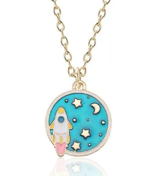 Necklaces POLLY L214 Gold Planet Rocket Necklace