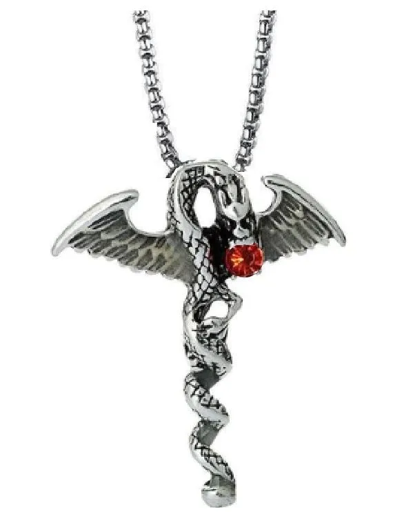 Necklaces POLLY N331 Silver Dragon Orange Gemstone Necklace