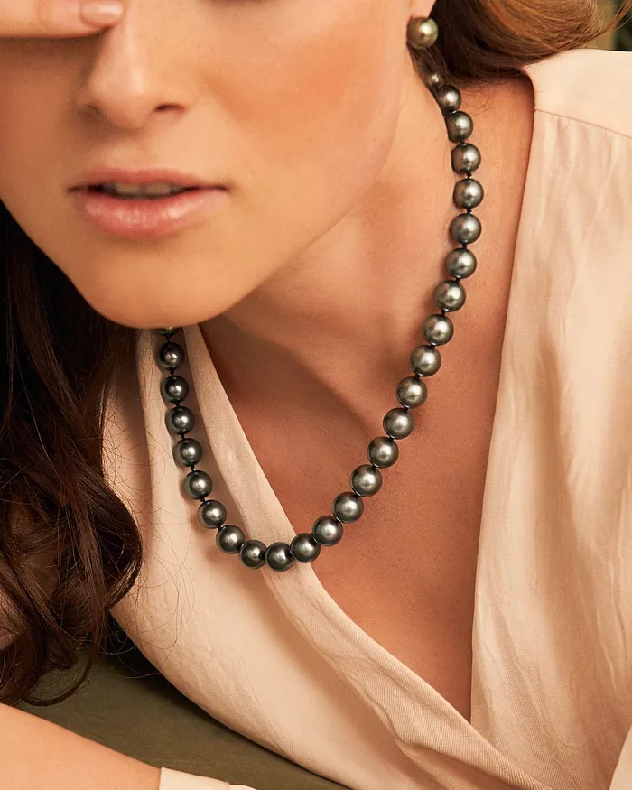 Necklaces spt Silver Tahitian True Round Pearl Necklace 90110mm AAAA Quality