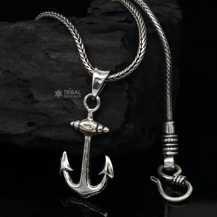 Necklaces TRIBAL ORNAMENTS 925 pure silver ANCHOR pendant best gifting pendant wheat chain necklace locket best gifting delicate unisex jewelry NSP738