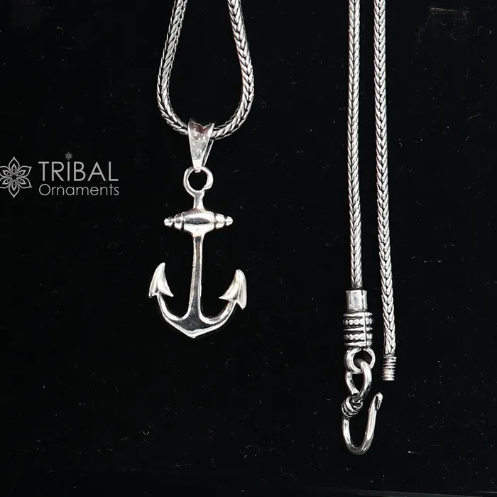 Necklaces TRIBAL ORNAMENTS 925 pure silver ANCHOR pendant best gifting pendant wheat chain necklace locket best gifting delicate unisex jewelry NSP738
