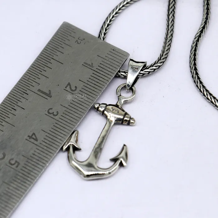 Necklaces TRIBAL ORNAMENTS 925 pure silver ANCHOR pendant best gifting pendant wheat chain necklace locket best gifting delicate unisex jewelry NSP738