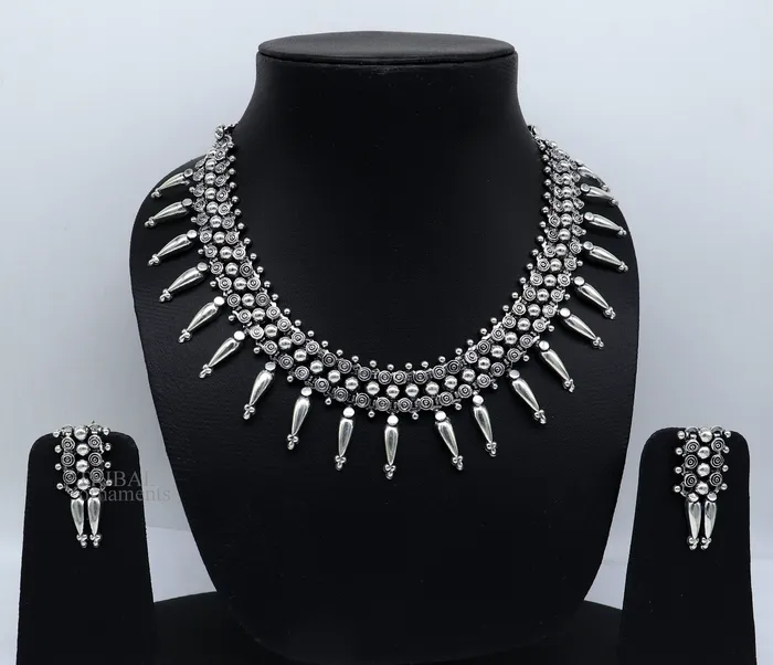 Necklaces TRIBAL ORNAMENTS 925 sterling silver handcrafted vintage design ethnic necklace excellent wedding gifting tribal brides belly dance jewelry india nec287