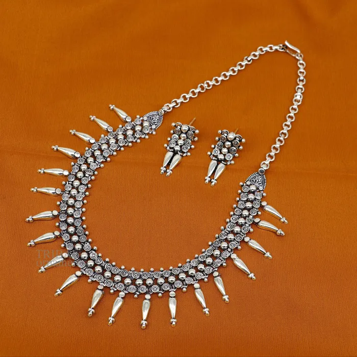 Necklaces TRIBAL ORNAMENTS 925 sterling silver handcrafted vintage design ethnic necklace excellent wedding gifting tribal brides belly dance jewelry india nec287