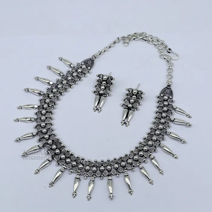 Necklaces TRIBAL ORNAMENTS 925 sterling silver handcrafted vintage design ethnic necklace excellent wedding gifting tribal brides belly dance jewelry india nec287