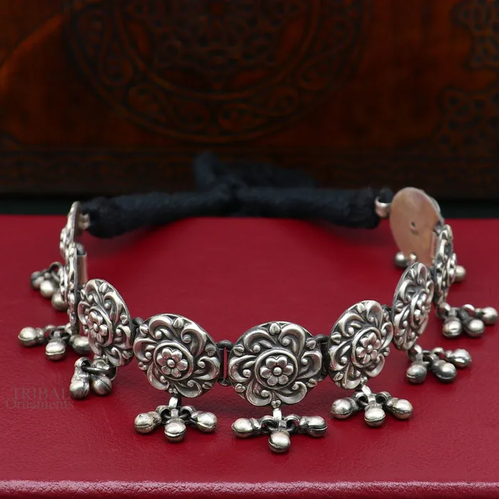 Necklaces TRIBAL ORNAMENTS 925 sterling silver handmade Rajasthani traditional stylish fit neck luxury necklace choker best belly dance Guttapusalu necklace set307