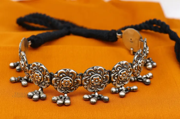 Necklaces TRIBAL ORNAMENTS 925 sterling silver handmade Rajasthani traditional stylish fit neck luxury necklace choker best belly dance Guttapusalu necklace set307