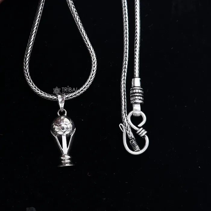 Necklaces TRIBAL ORNAMENTS 925 sterling silver unique design FIFA TROPHY pendant wheat chain necklace locket best gifting jewelry Nsp720 Necklaces TRIBAL ORNAMENTS 925 sterling silver unique design FIFA TROPHY pendant wheat chain necklace locket best gifting jewelry Nsp720