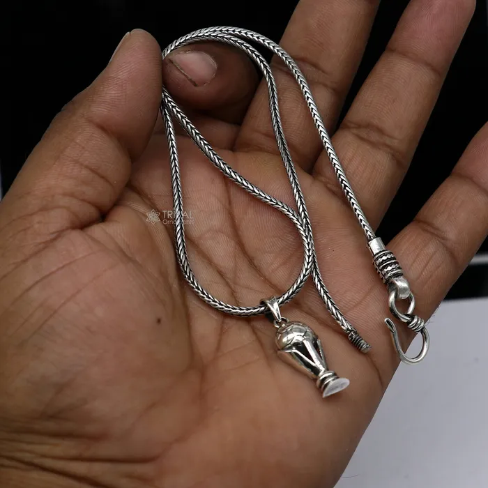 Necklaces TRIBAL ORNAMENTS 925 sterling silver unique design FIFA TROPHY pendant wheat chain necklace locket best gifting jewelry Nsp720 Necklaces TRIBAL ORNAMENTS 925 sterling silver unique design FIFA TROPHY pendant wheat chain necklace locket best gifting jewelry Nsp720