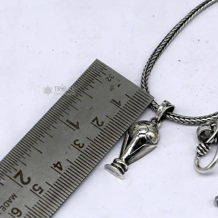 Necklaces TRIBAL ORNAMENTS 925 sterling silver unique design FIFA TROPHY pendant wheat chain necklace locket best gifting jewelry Nsp720 Necklaces TRIBAL ORNAMENTS 925 sterling silver unique design FIFA TROPHY pendant wheat chain necklace locket best gifting jewelry Nsp720