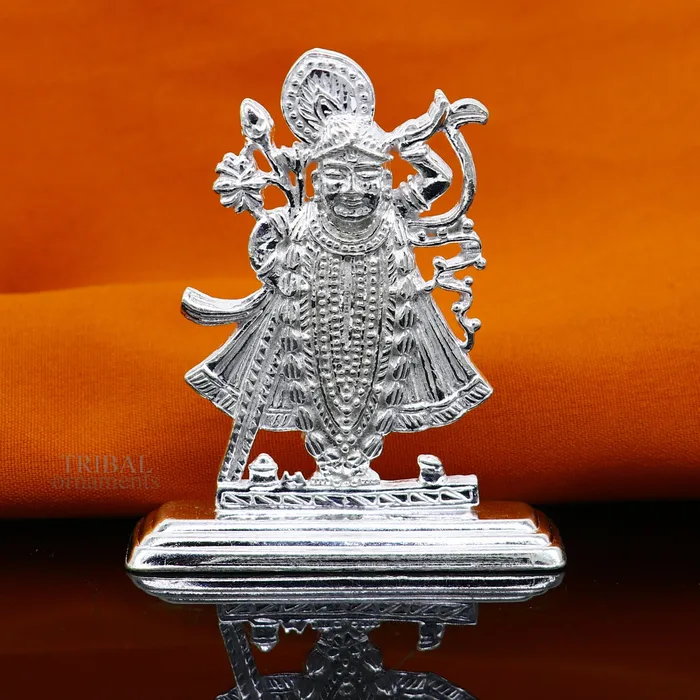 Necklaces TRIBAL ORNAMENTS Divine lord krishna narayan avtar shri Nathji statue figurine solid silver article best gift for decor your car front for blessing art472