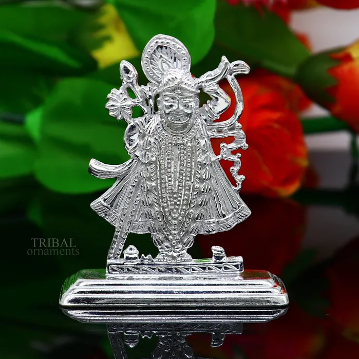 Necklaces TRIBAL ORNAMENTS Divine lord krishna narayan avtar shri Nathji statue figurine solid silver article best gift for decor your car front for blessing art472