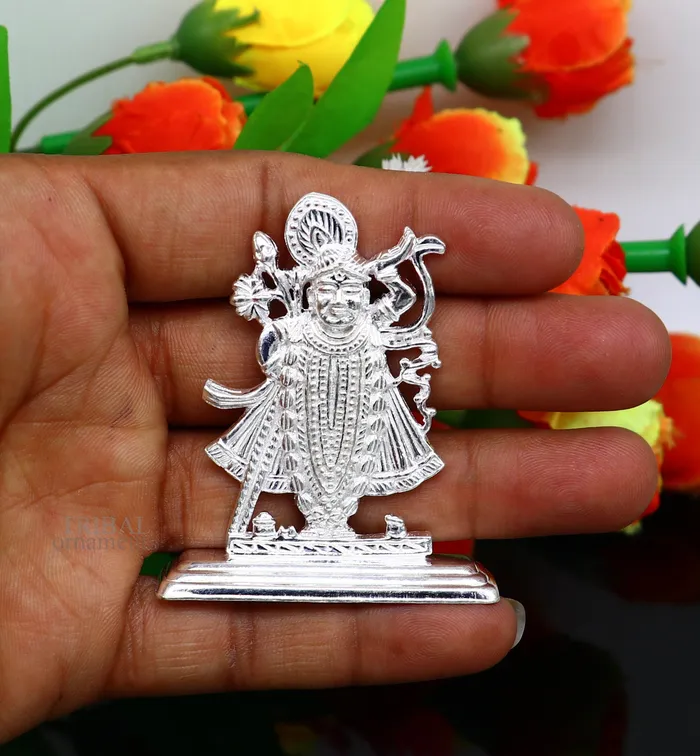 Necklaces TRIBAL ORNAMENTS Divine lord krishna narayan avtar shri Nathji statue figurine solid silver article best gift for decor your car front for blessing art472
