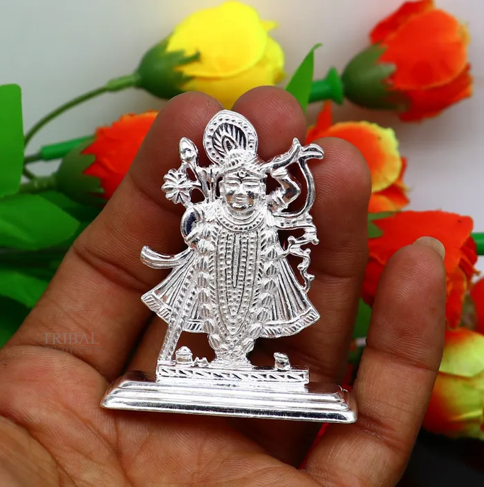 Necklaces TRIBAL ORNAMENTS Divine lord krishna narayan avtar shri Nathji statue figurine solid silver article best gift for decor your car front for blessing art472