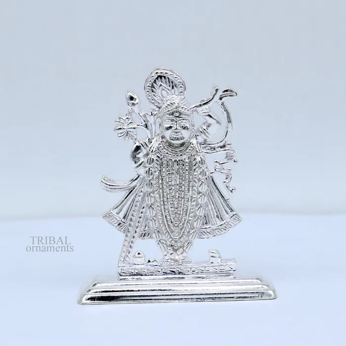 Necklaces TRIBAL ORNAMENTS Divine lord krishna narayan avtar shri Nathji statue figurine solid silver article best gift for decor your car front for blessing art472
