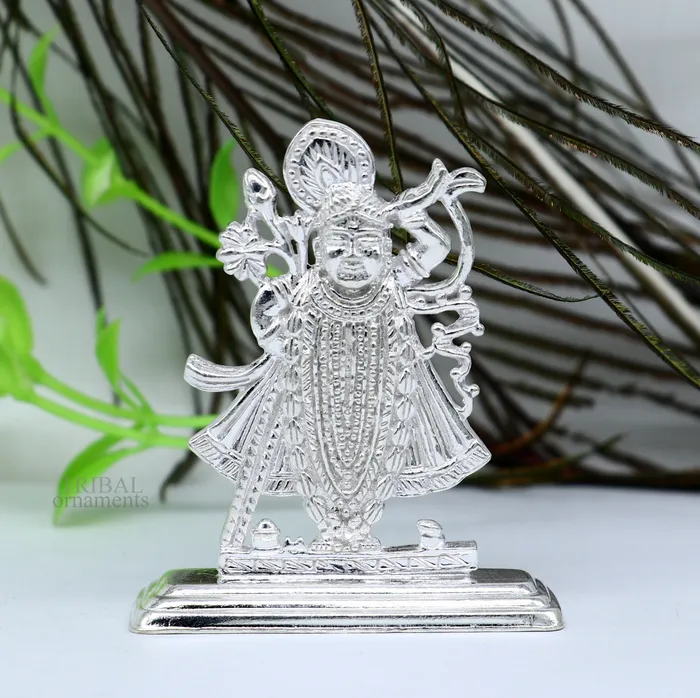 Necklaces TRIBAL ORNAMENTS Divine lord krishna narayan avtar shri Nathji statue figurine solid silver article best gift for decor your car front for blessing art472