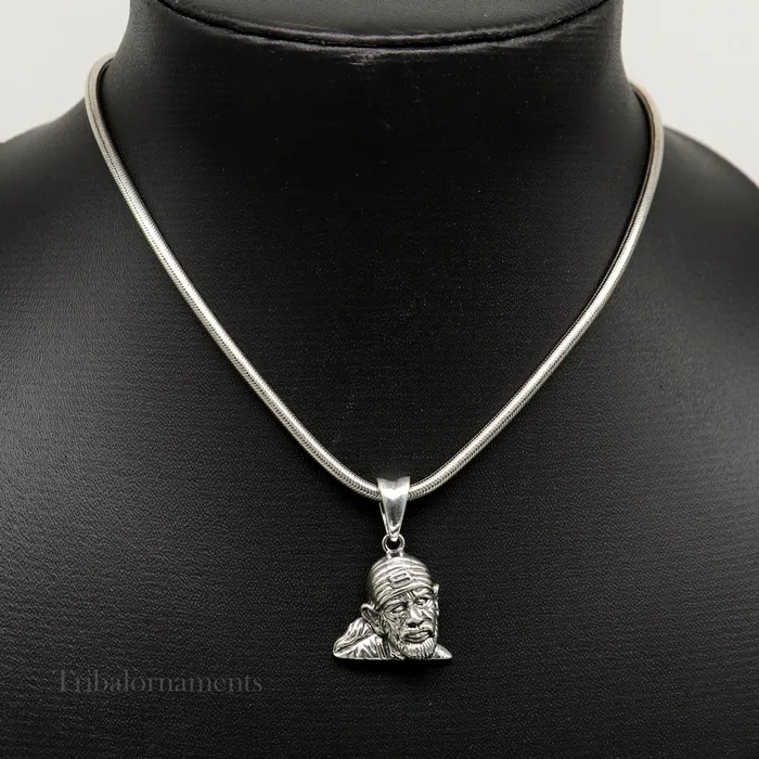 Necklaces TRIBAL ORNAMENTS Idol Sai Baba pendant 925 sterling silver handmade amazing stylish unisex pendant locket personalized jewelry tribal jewelry ssp901