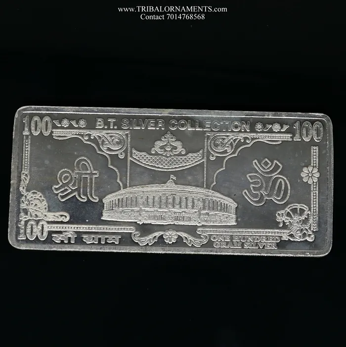 Necklaces TRIBAL ORNAMENTS Pure Silver Bar Silver Bar of 925 Purity Silver Note Silver bar of 5g 10g 20g 100g Silver Bar Pure for diwali