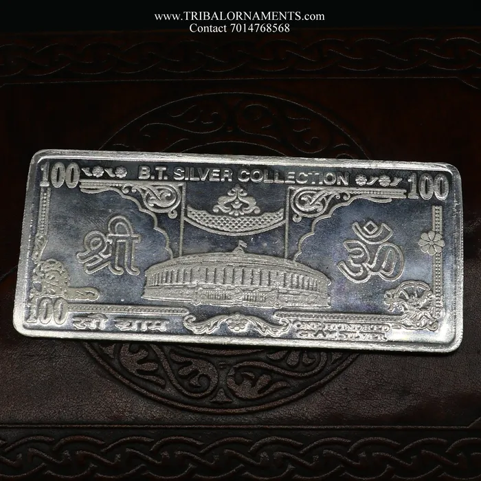 Necklaces TRIBAL ORNAMENTS Pure Silver Bar Silver Bar of 925 Purity Silver Note Silver bar of 5g 10g 20g 100g Silver Bar Pure for diwali
