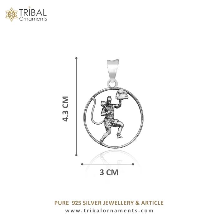 Necklaces TRIBAL ORNAMENTS Solid 925 sterling silver Hindu Lord Hanuman flying pendant Bajarangbali fabulous vintage antique pendant unisex gifting jewelry ssp924