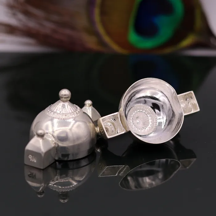 Necklaces TRIBAL ORNAMENTS Vintage antique design rare Indian lord shiva lingam box container box sterling silver pendant jewelry from rajasthan india nsp116