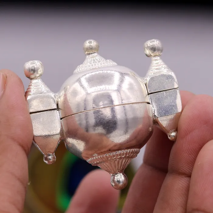 Necklaces TRIBAL ORNAMENTS Vintage antique design rare Indian lord shiva lingam box container box sterling silver pendant jewelry from rajasthan india nsp116