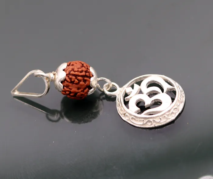 Necklaces TRIBAL ORNAMENTS Vintage antique solid silver handmade aum pendant with natural rudraksh beads pendant jewelry nsp90 Necklaces TRIBAL ORNAMENTS Vintage antique solid silver handmade aum pendant with natural rudraksh beads pendant jewelry nsp90