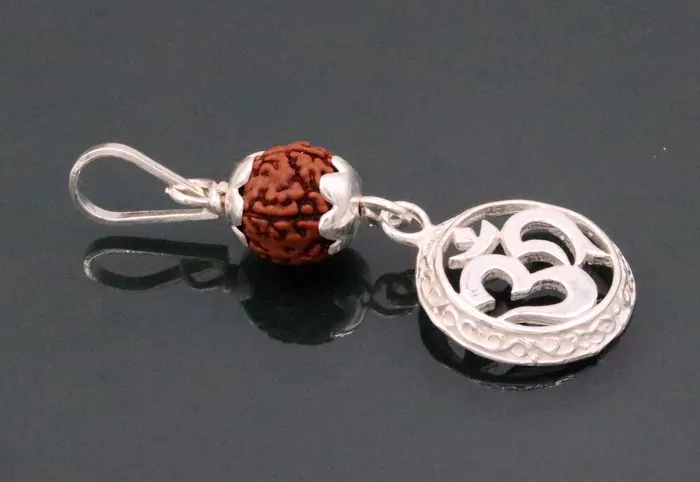 Necklaces TRIBAL ORNAMENTS Vintage antique solid silver handmade aum pendant with natural rudraksh beads pendant jewelry nsp90 Necklaces TRIBAL ORNAMENTS Vintage antique solid silver handmade aum pendant with natural rudraksh beads pendant jewelry nsp90