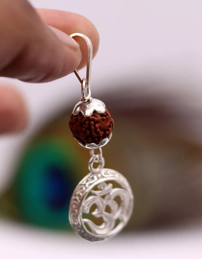 Necklaces TRIBAL ORNAMENTS Vintage antique solid silver handmade aum pendant with natural rudraksh beads pendant jewelry nsp90 Necklaces TRIBAL ORNAMENTS Vintage antique solid silver handmade aum pendant with natural rudraksh beads pendant jewelry nsp90