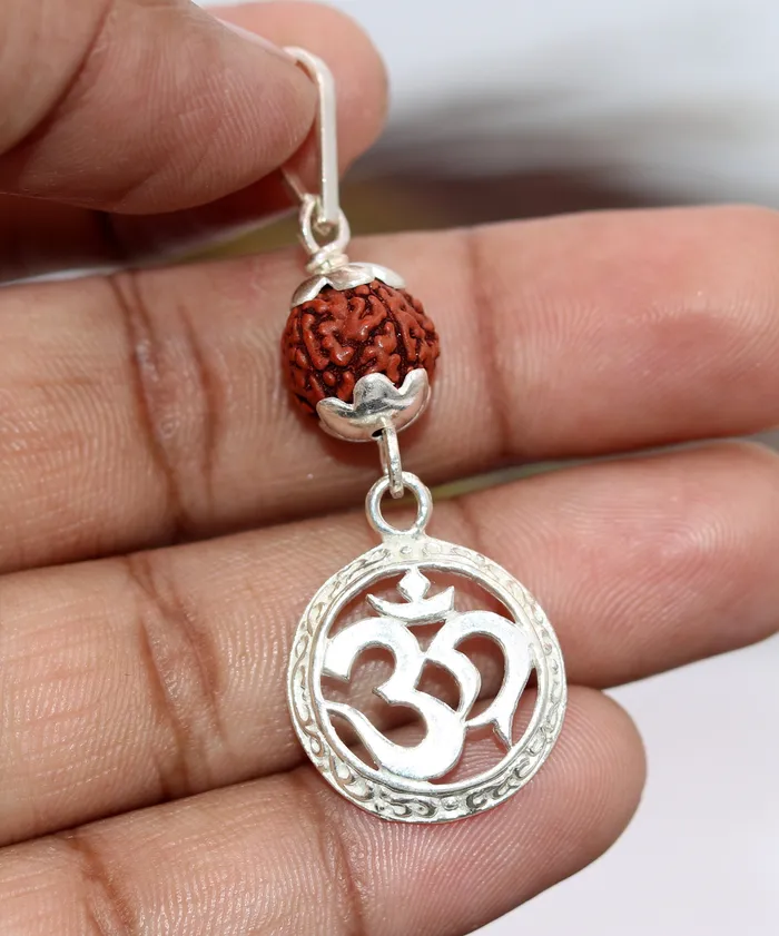 Necklaces TRIBAL ORNAMENTS Vintage antique solid silver handmade aum pendant with natural rudraksh beads pendant jewelry nsp90 Necklaces TRIBAL ORNAMENTS Vintage antique solid silver handmade aum pendant with natural rudraksh beads pendant jewelry nsp90