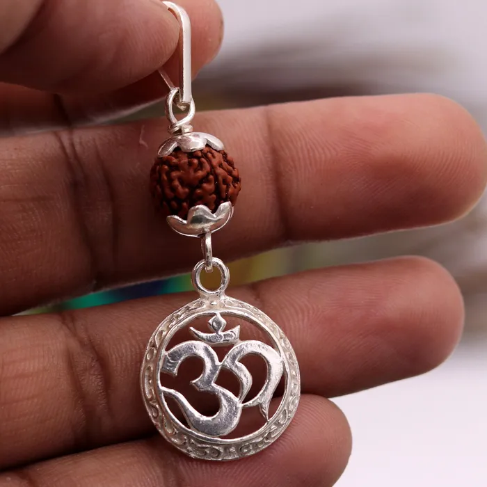 Necklaces TRIBAL ORNAMENTS Vintage antique solid silver handmade aum pendant with natural rudraksh beads pendant jewelry nsp90 Necklaces TRIBAL ORNAMENTS Vintage antique solid silver handmade aum pendant with natural rudraksh beads pendant jewelry nsp90