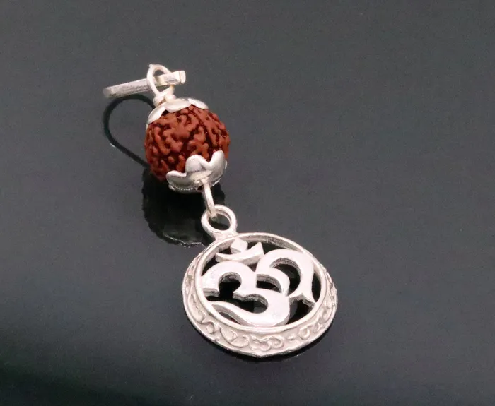 Necklaces TRIBAL ORNAMENTS Vintage antique solid silver handmade aum pendant with natural rudraksh beads pendant jewelry nsp90 Necklaces TRIBAL ORNAMENTS Vintage antique solid silver handmade aum pendant with natural rudraksh beads pendant jewelry nsp90