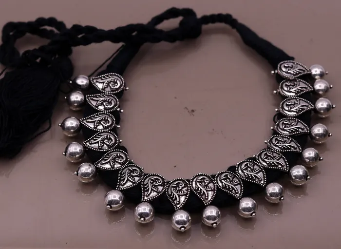 Necklaces TRIBAL ORNAMENTS Vintage customized design handmade 925 sterling silver charm necklace choker adjustable belly dance personalized tribal jewelry set81