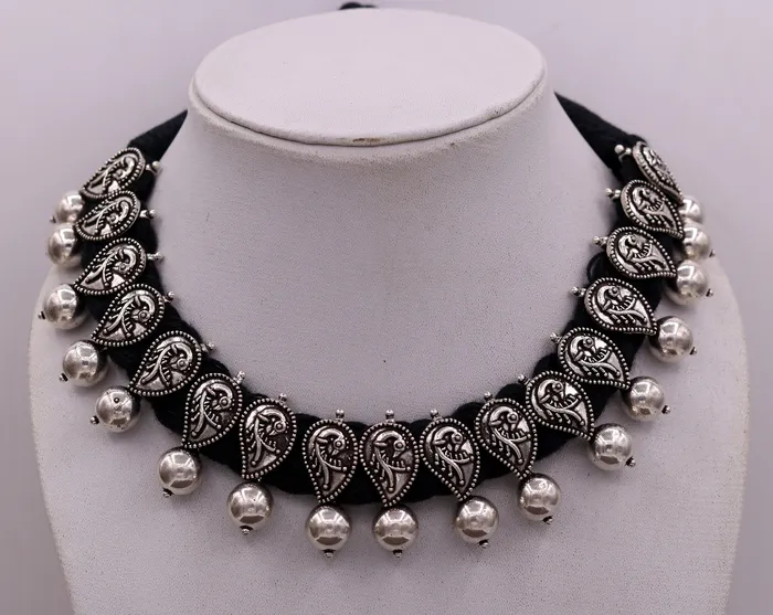 Necklaces TRIBAL ORNAMENTS Vintage customized design handmade 925 sterling silver charm necklace choker adjustable belly dance personalized tribal jewelry set81